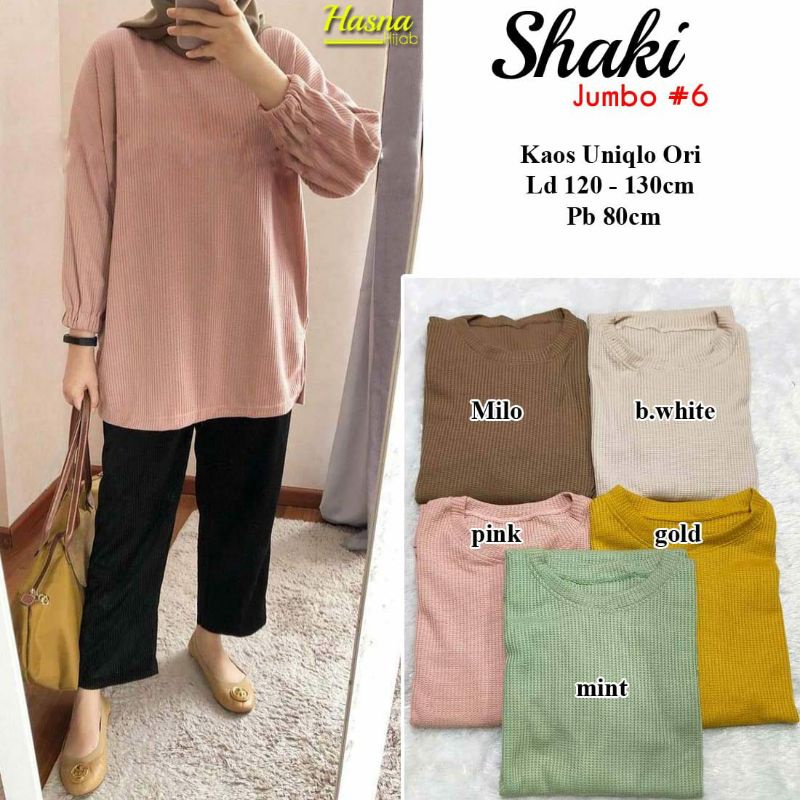 SHAKI JUMBO#6 BAHAN KAOS UNIQLO ORI LD 120CM-130CM PB 80CM ORI BY DHARYA/BAJUWANITA/BLOUSEWANITA/FAS