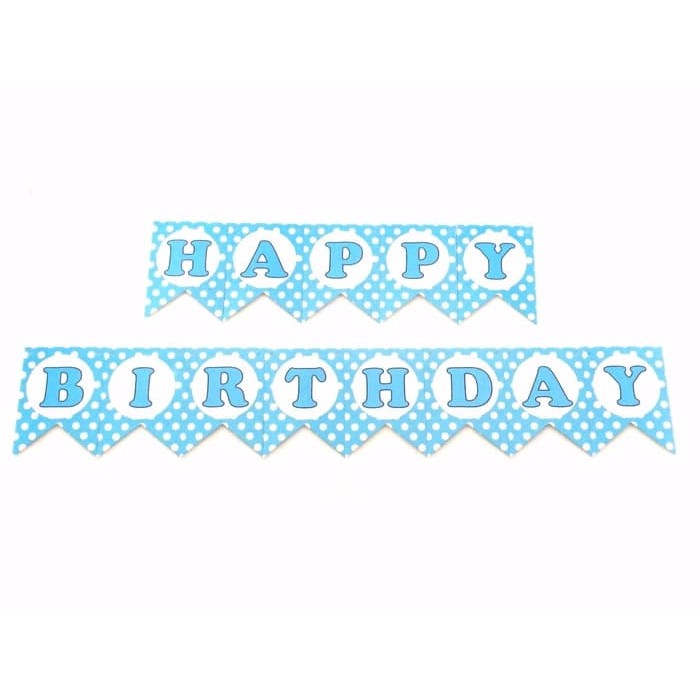 Banner Bunting Tulisan HBD Banners Flag Segilima Polkadot Hiasan Garis