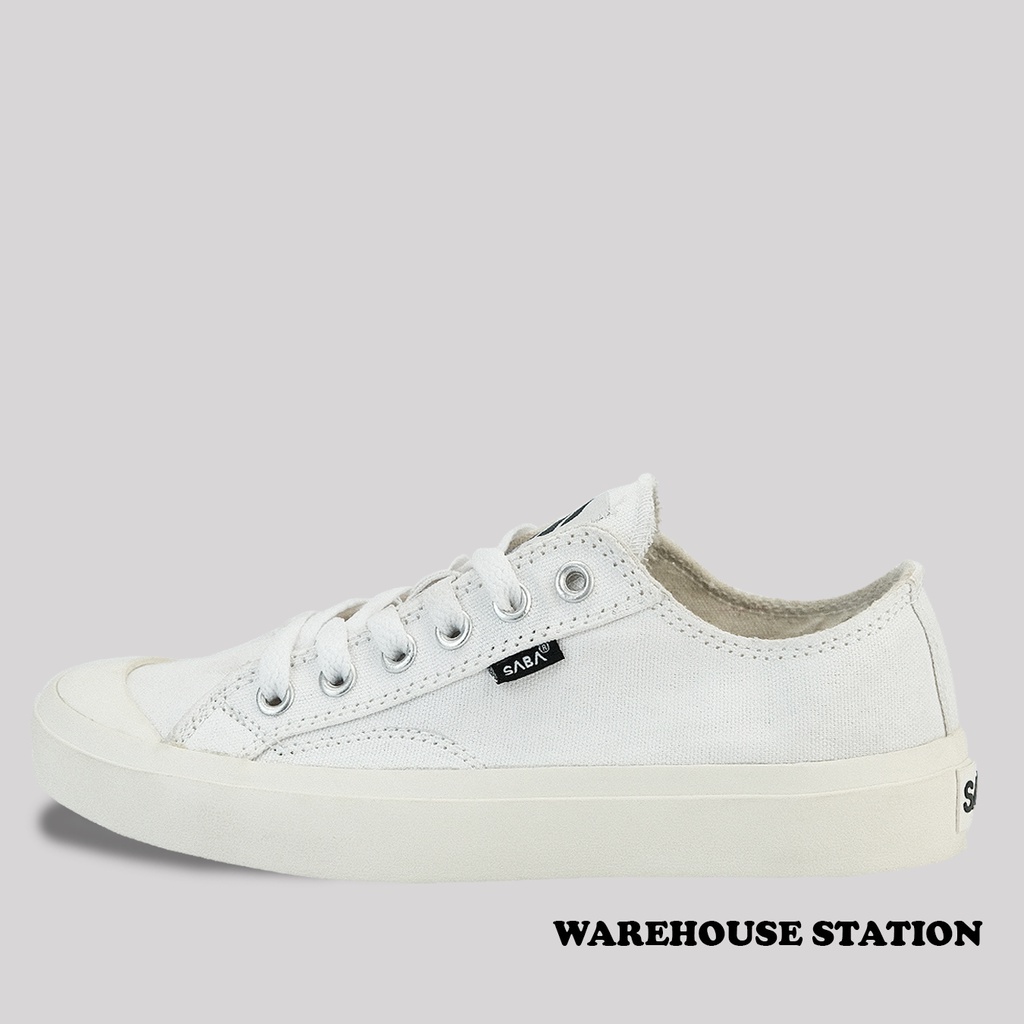 SABA Basic Low All White - Sepatu Sneakers Casual Pria Wanita