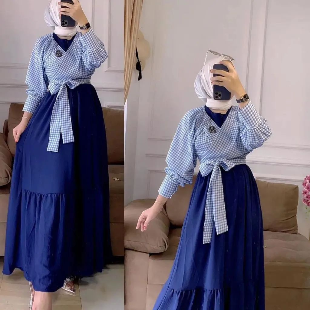 Casandra One Set Dress / One Set Outer / Dress Set Outer / Dress Set Rompi / Dress Remaja Kekinian M
