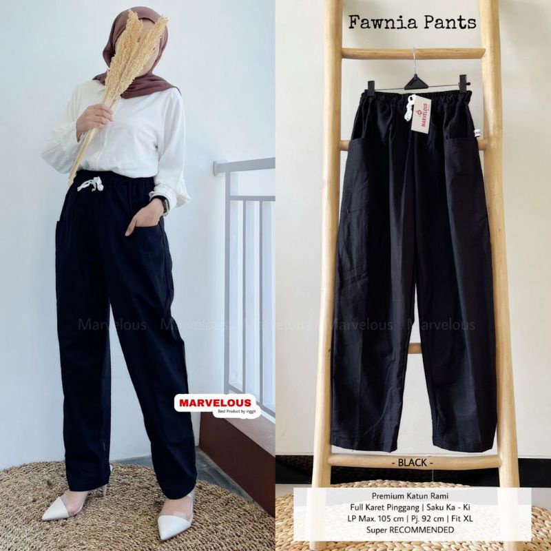 fawnia pants celana baggy katun rami by marvelous