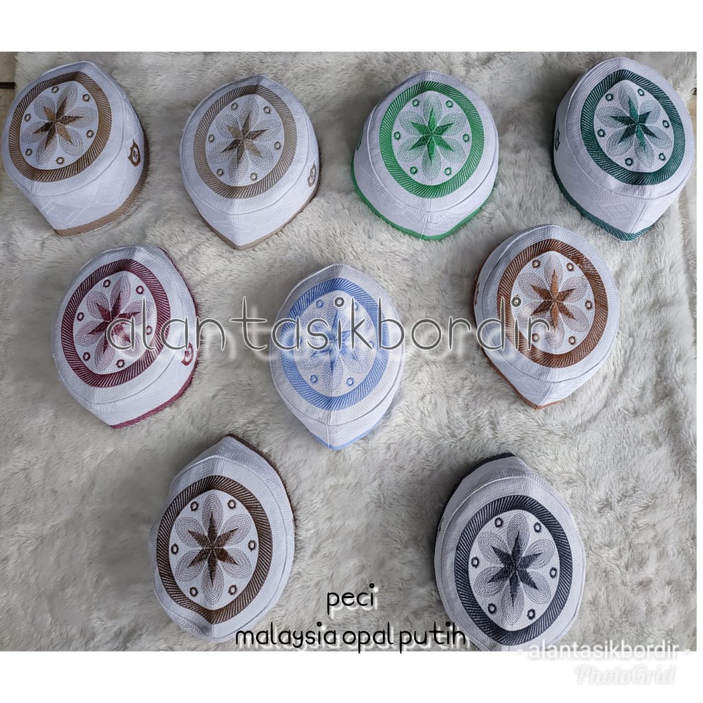 peci malaysia opal putih / kopiah bordir /kopeah tasiik R.24