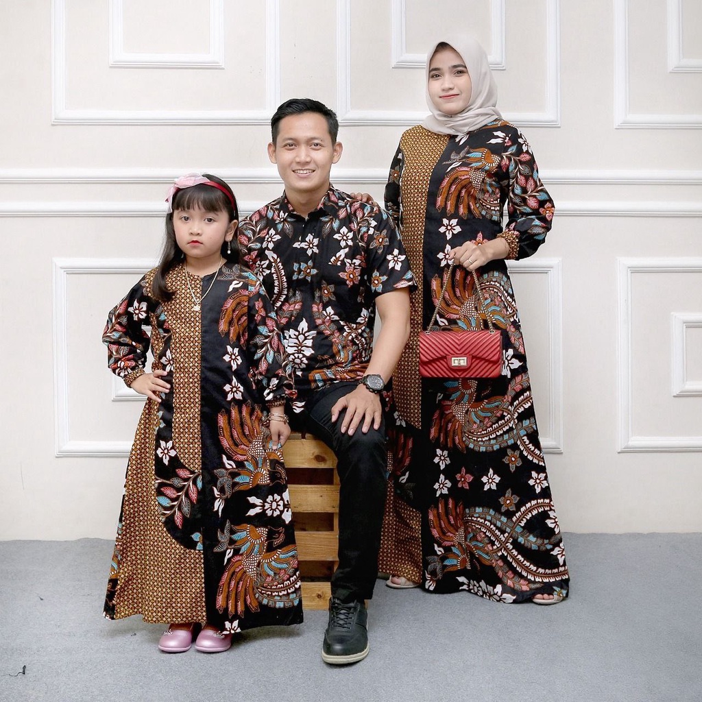 BATIK COUPLE KELUARGA sania ruffle ori ndoro jowi dnt 051 motif kembang warna