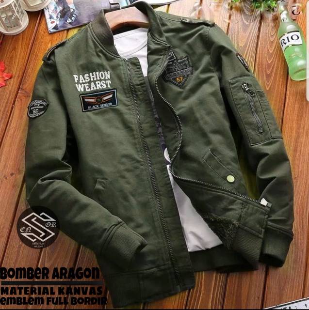 jaket bomber canvas / bomber aragaon