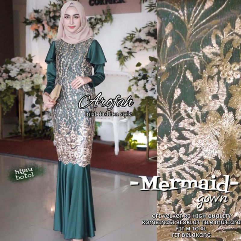 Gaun Pesta Mermaid Gown (gaun bridesmaid/gaun kondangan/seragaman keluarga/gaun broklat tile)