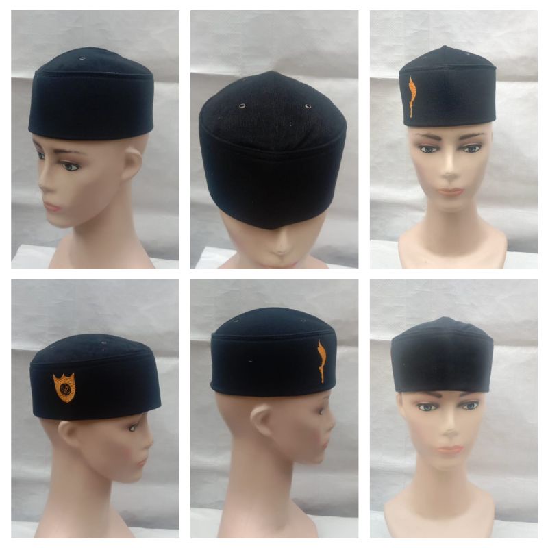 kopiah logo kujang/peci Malaysia bahan beludru/kopiah hitam beludru lembut