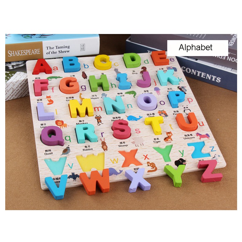  Mainan  Edukasi  Chunky Puzzle  With Words Alphabet Number 