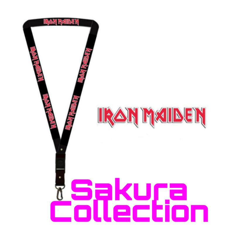 gantungan kunci lanyard BAND IRON MAIDEN band rock metal logo/kunci/tulisan/tali kartu nama/flashdisk/key/kartu nama/idcard/hp/vape/pods