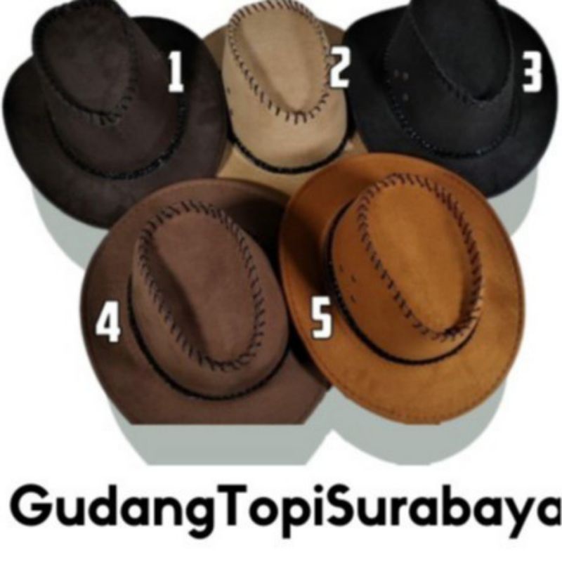 COD Topi Koboy Import / Topi Zorro / Topi Cowboy Amerika Laken Dewasa daun kecil