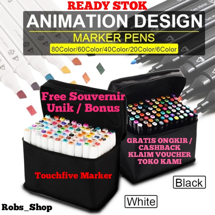

(DISKON TERMURAH) Touchfive twin marker / spidol warna 80 colour 80 warna