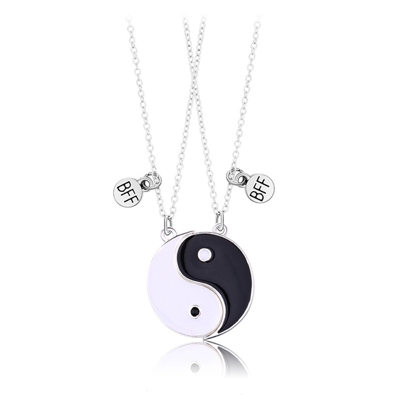 2pcs / Set Kalung Rantai Liontin Yin Yang Bff Untuk Pasangan