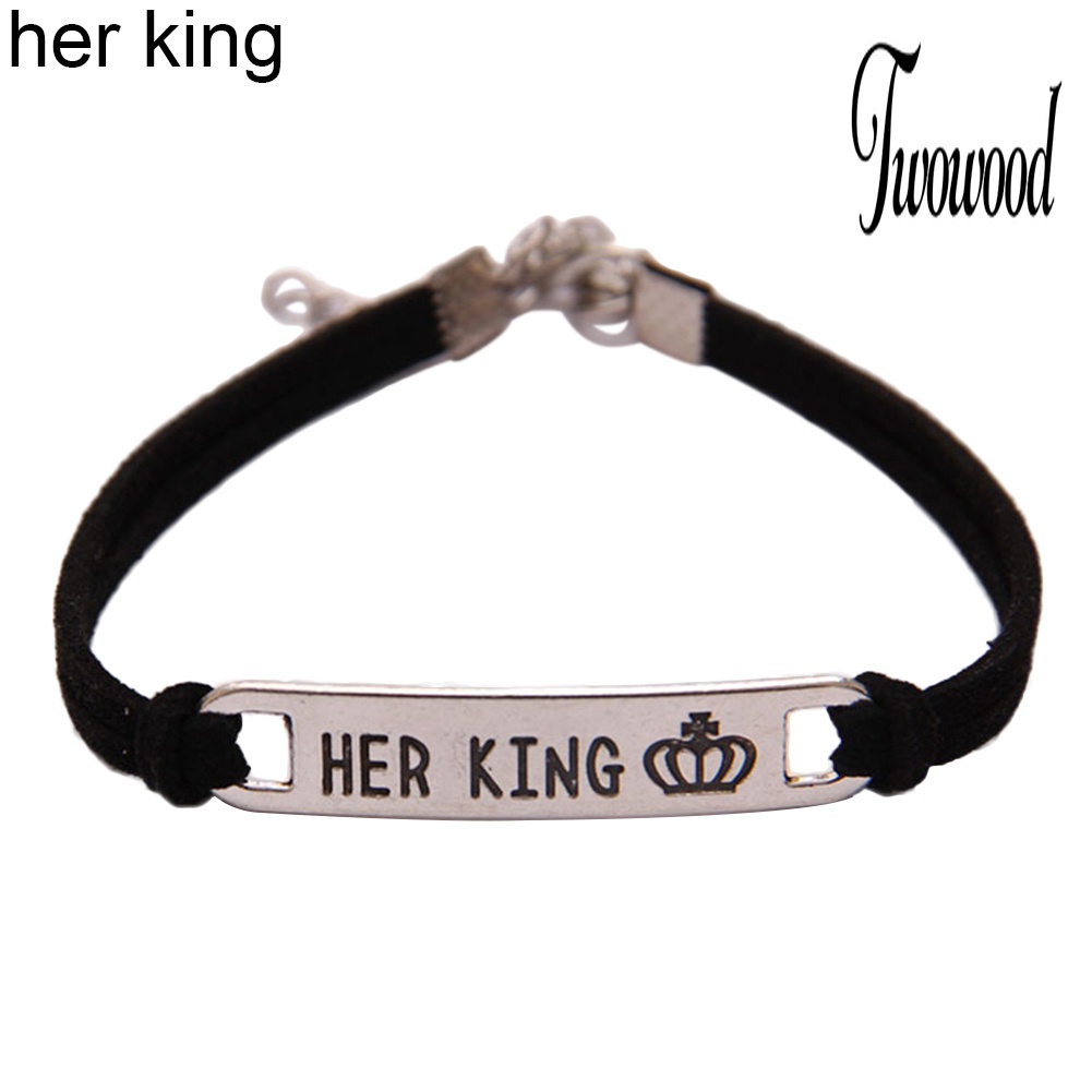 Gelang Pasangan Desain His Queen Her King Untuk Hadiah