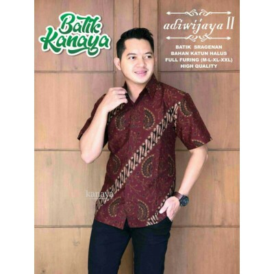 Batik Pria Adiwijaya Ii Size M-xxl Lengan Pendek Full Furing Batik Solo Katun Halus Sragenan Hq