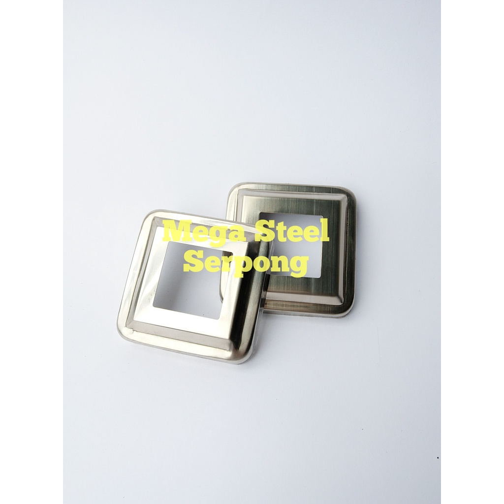 Tutup Ring Kotak Hollow Stainless Steel Ukuran 2x2 Cm (201)