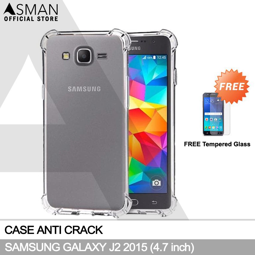 Anti Crack Samsung Galaxy J2 2015 / J200 (4.7&quot;) | Soft Case Anti Bentur + FREE Tempered Glass