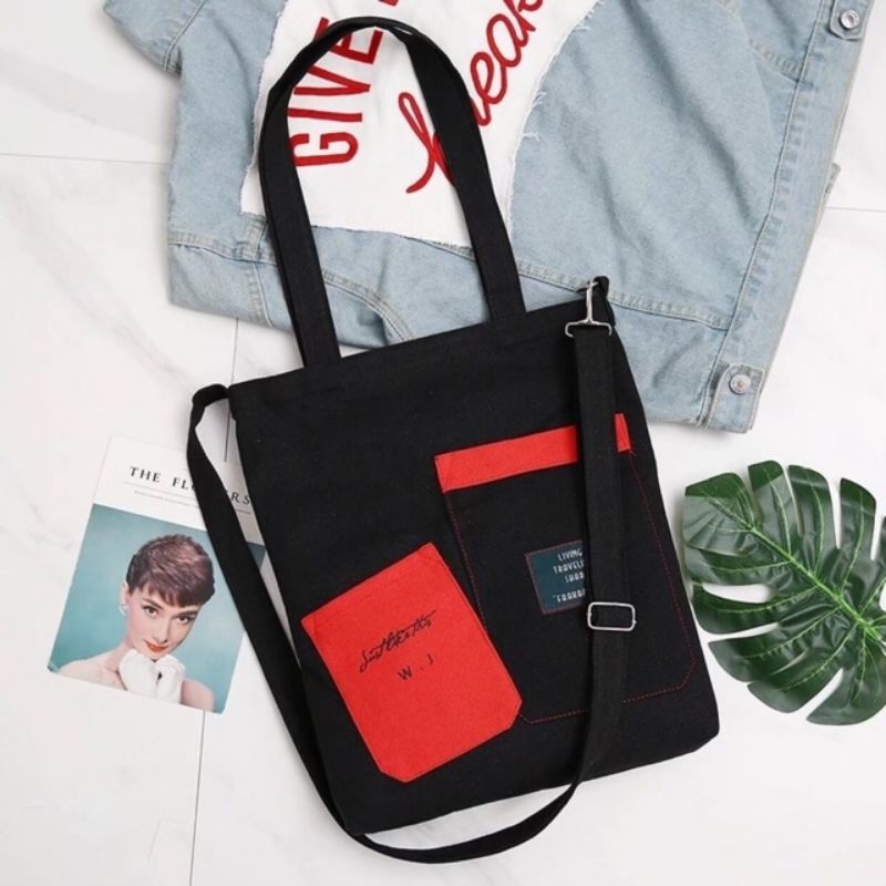 (COD)Tas tote bags_SAKU2 kpop / Tas slempang saku kekinian