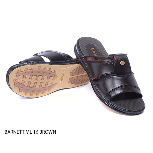 BARNETT ML 16 BROWN sandal casual sopan pria slop flat flip flop