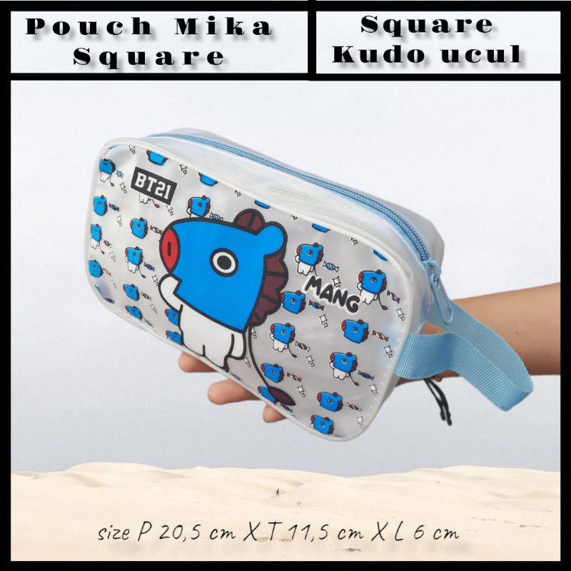 POUCH SQUARE KARAKTER BAHAN MIKA TRANS