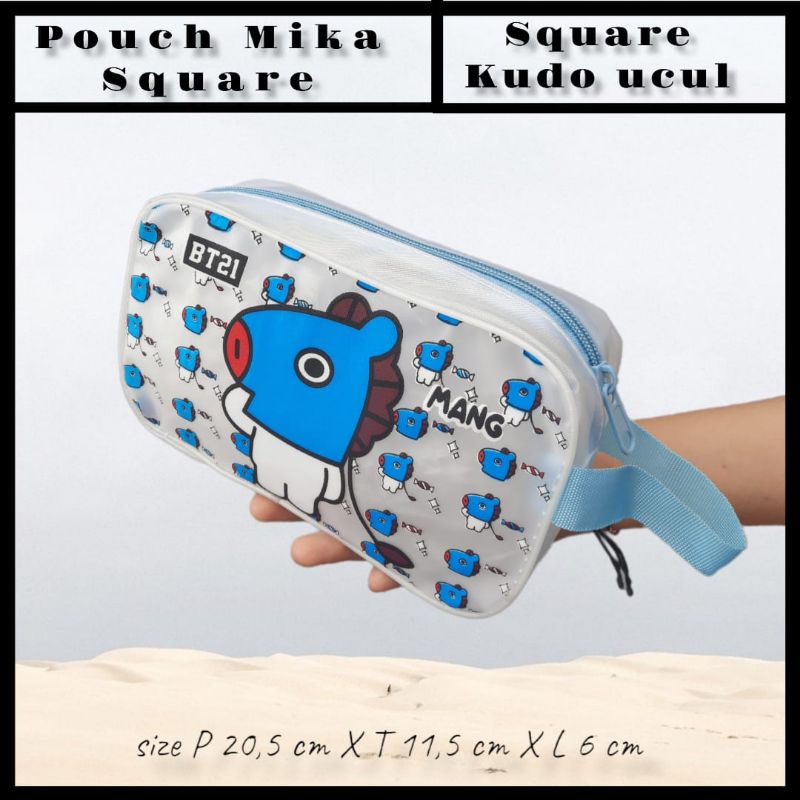 POUCH SQUARE KARAKTER BAHAN MIKA TRANS