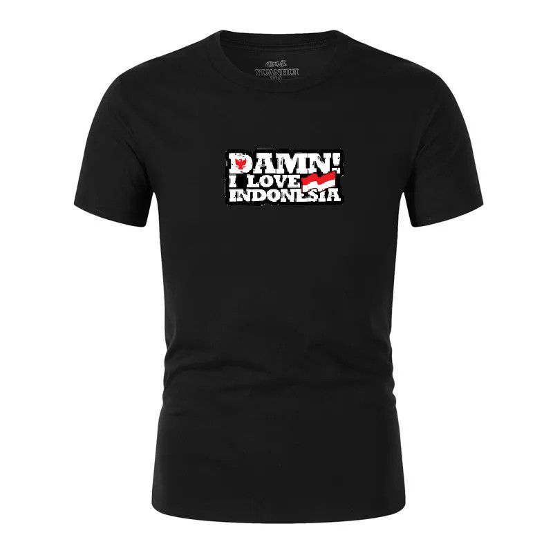 Hokyshop92 Kaos Distro Pria Damn I Love Indonesia Baju Oblong Pakaian Lelaki Dewasa Lengan Pendek Atasan Tshirt Cod