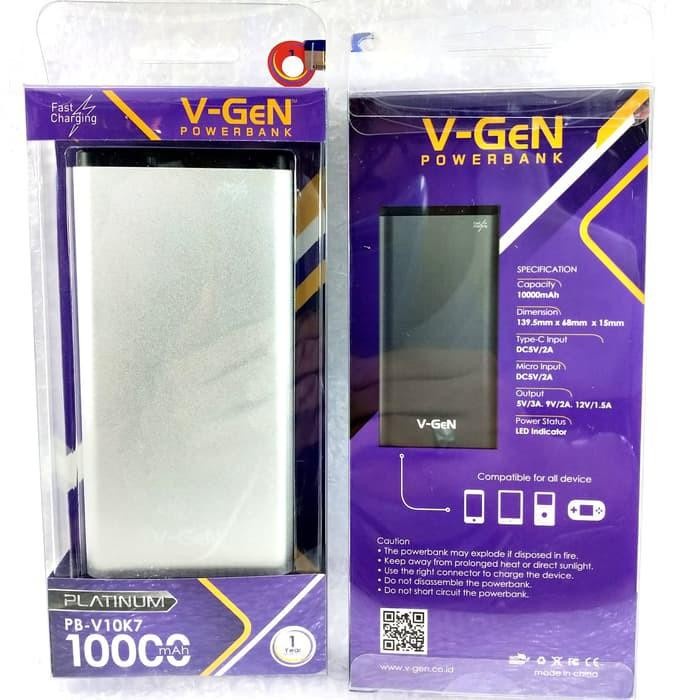 POWERBANK FAST CHARGING V-GEN PB-V10K7 10000 MAH ORIGINAL KUALITAS TERBAIK