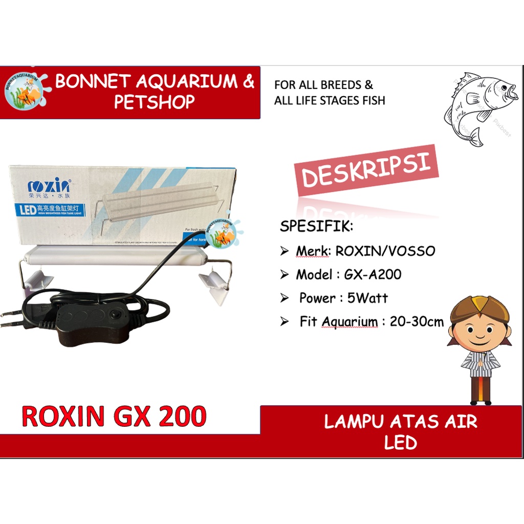 LAMPU AQUARIUM ROXIN GX200 LAMPU ATAS AIR