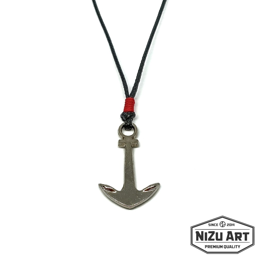 Kalung Pria Wanita Jangkar Silver Tali Etnik Handmade