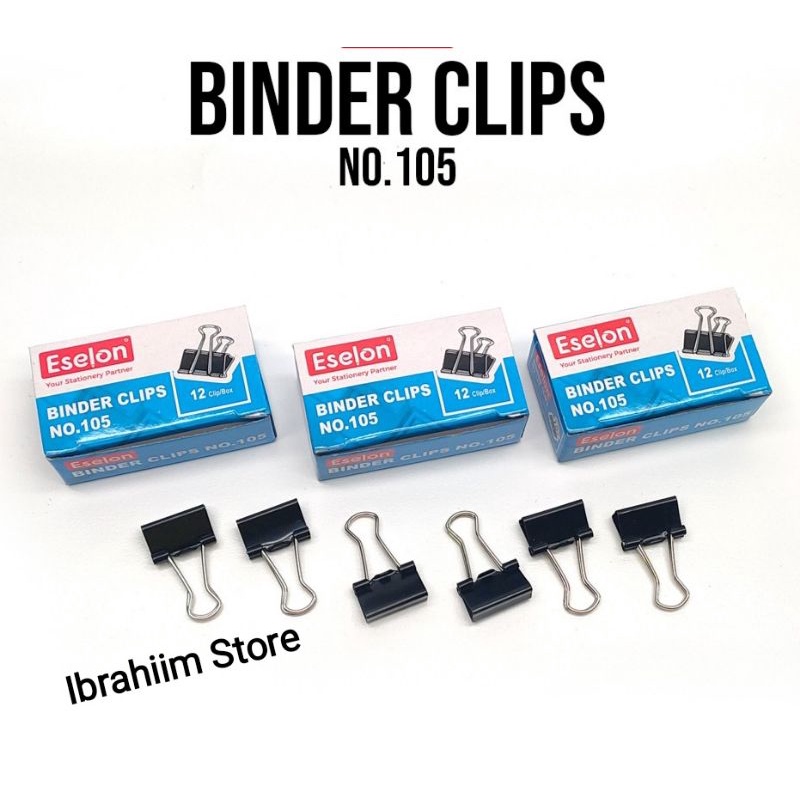 (12pcs) Binder Clips 105 / 1box Double Clip / Penjepit kertas Eselon 105 Binder Clip kecil Murah