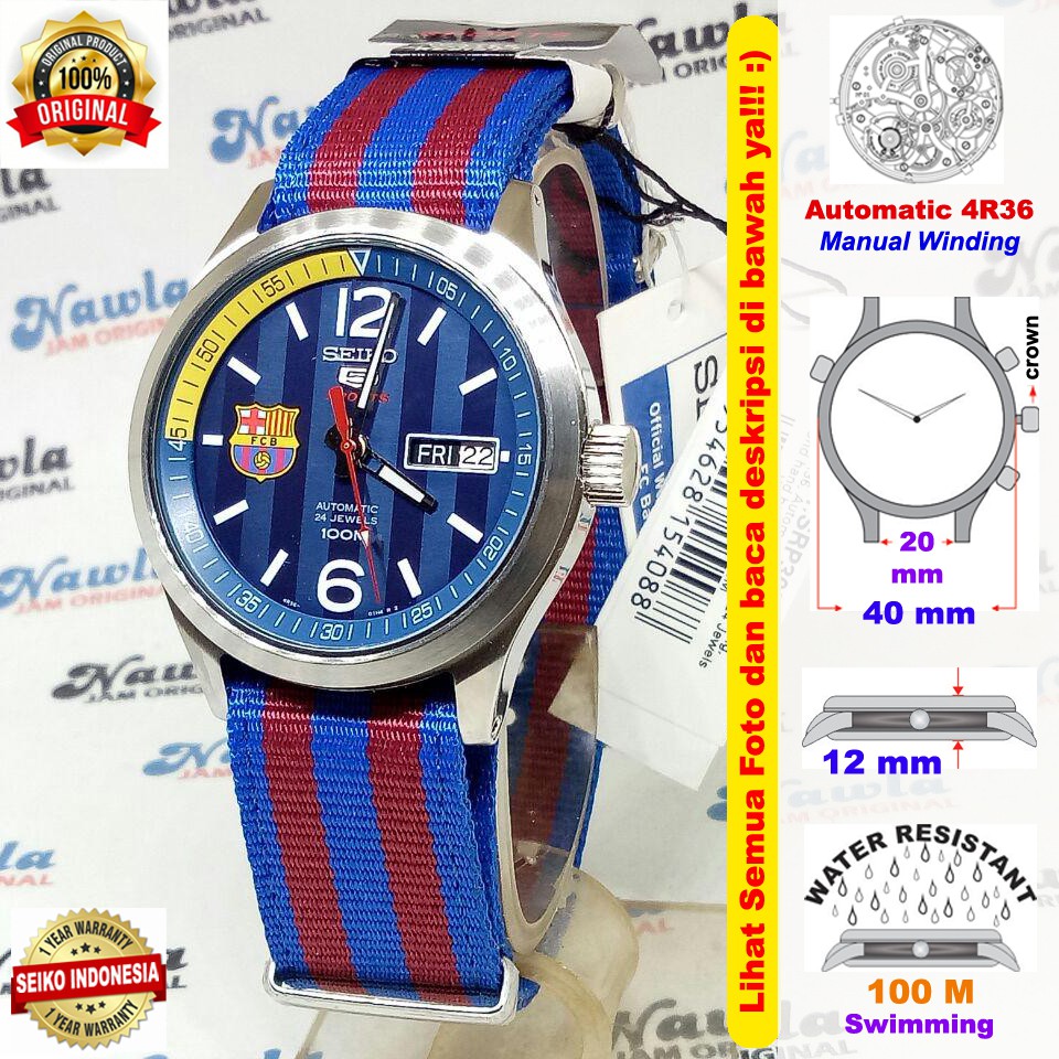 Seiko 5 Sports SRP303K1 Automatic FC Barca - Jam Tangan Pria SRP303