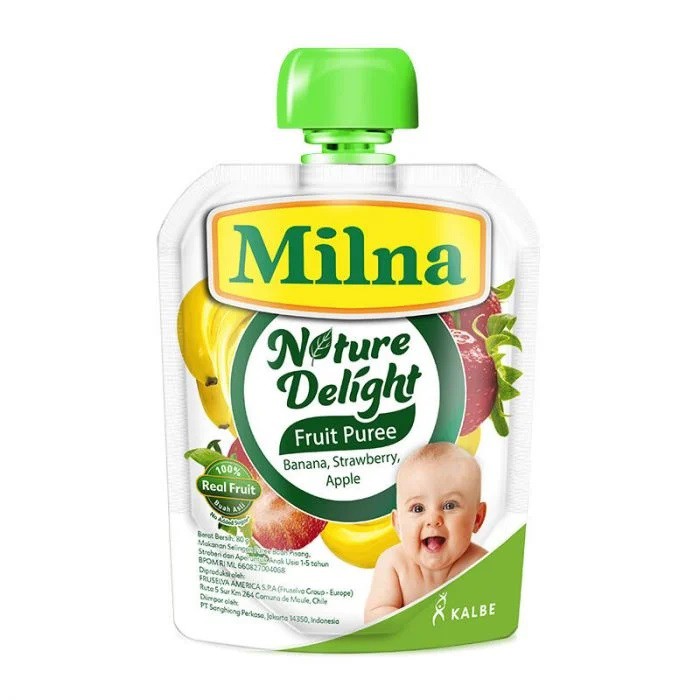 Milna Nature Delight Fruit Puree 80gr - Cemilan Anak