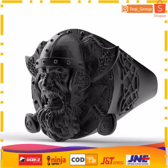 Cincin Pria black viking head