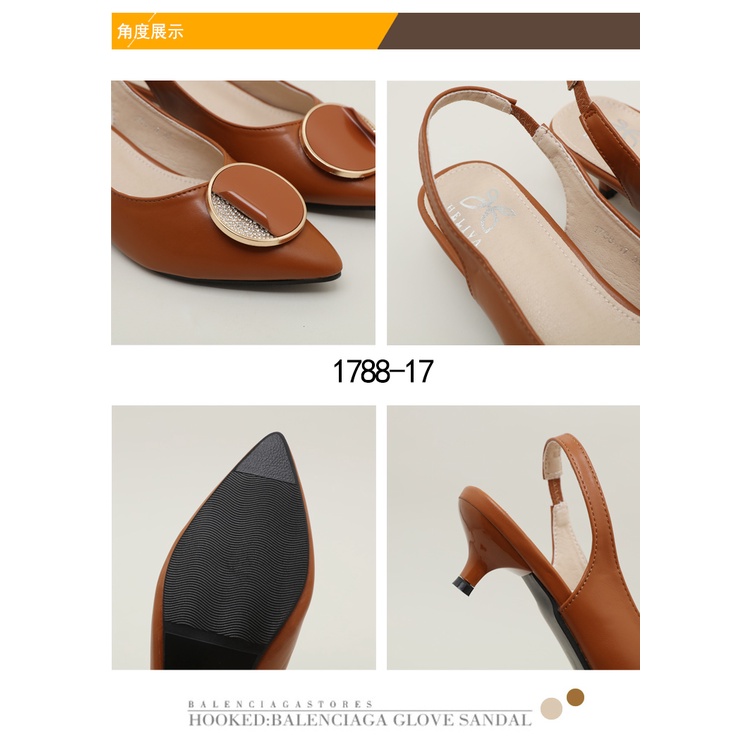 HELIVA CALISTA Sling Back Shoes Mid Heels 4cm Bahan Kulit 1788-17 Original Brand