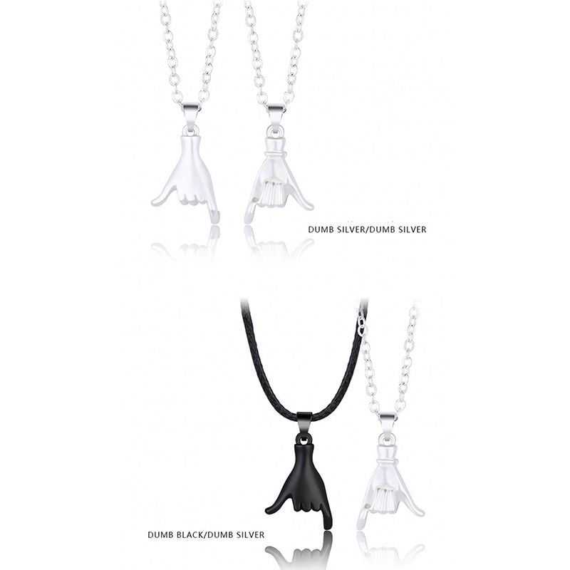 2pcs / Set Kalung Liontin Tangan Kait Tarik Gaya Korea Untuk Pria Dan Wanita