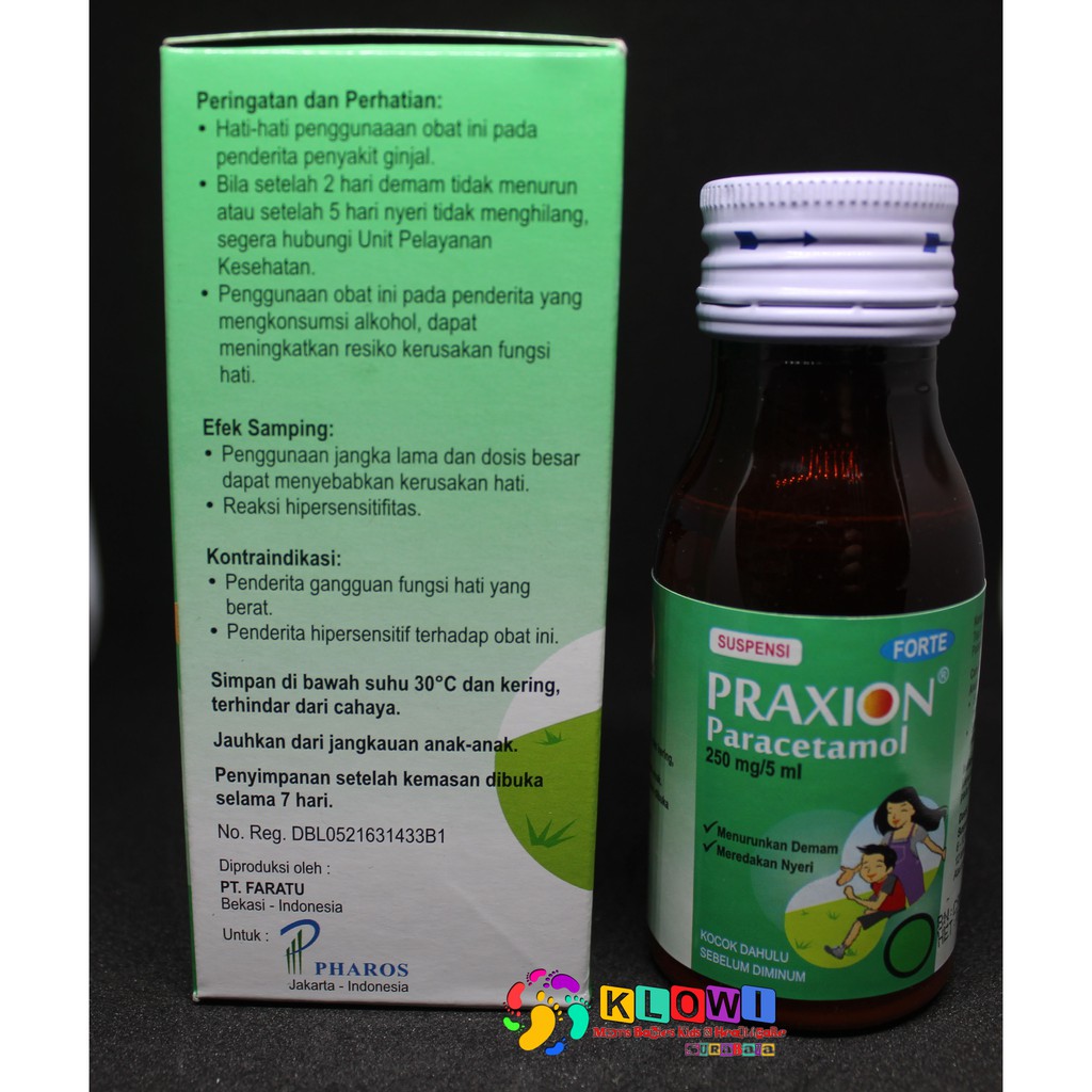 PRAXION FORTE PENURUN PANAS ANAK, Micronized PARACETAMOL,MEREDAKAN DEMAM, rasa jeruk 60 ML