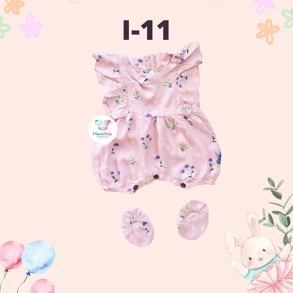 PROMO 7.7 plazababyku  JUMPSUIT ZEELAA setelan anak perempuan jumper bayi motif bunga lucu free sarung kaki PART2 BUBIBEE