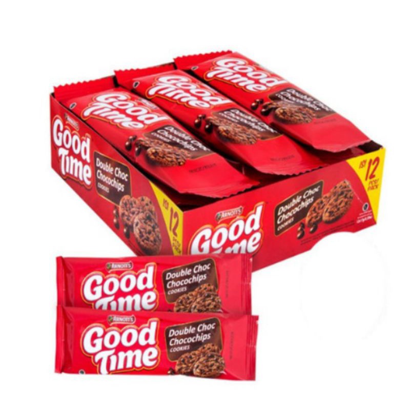 BOX - Good Time Cookies 12x26.5g ECER 2000 Biskuit Double Choco Coklat Goodtime