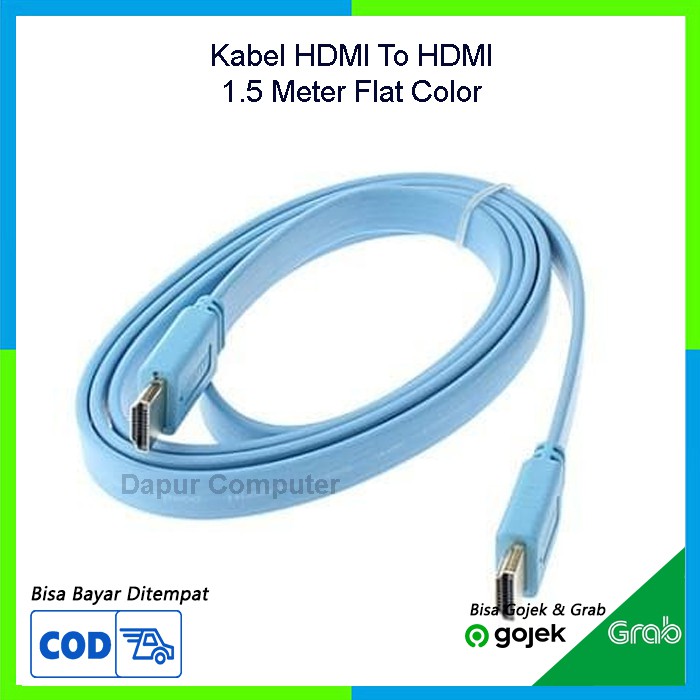 Kabel hdmi to hdmi 1.5 meter flat color original murah laptop ke tv