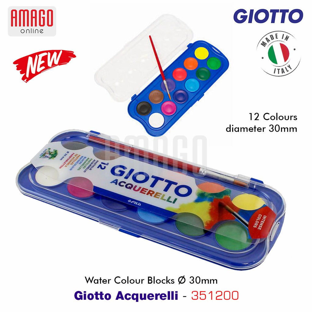 GIOTTO WATER COLOUR BLOCKS - 12 COLORS - 30 MM - 351200