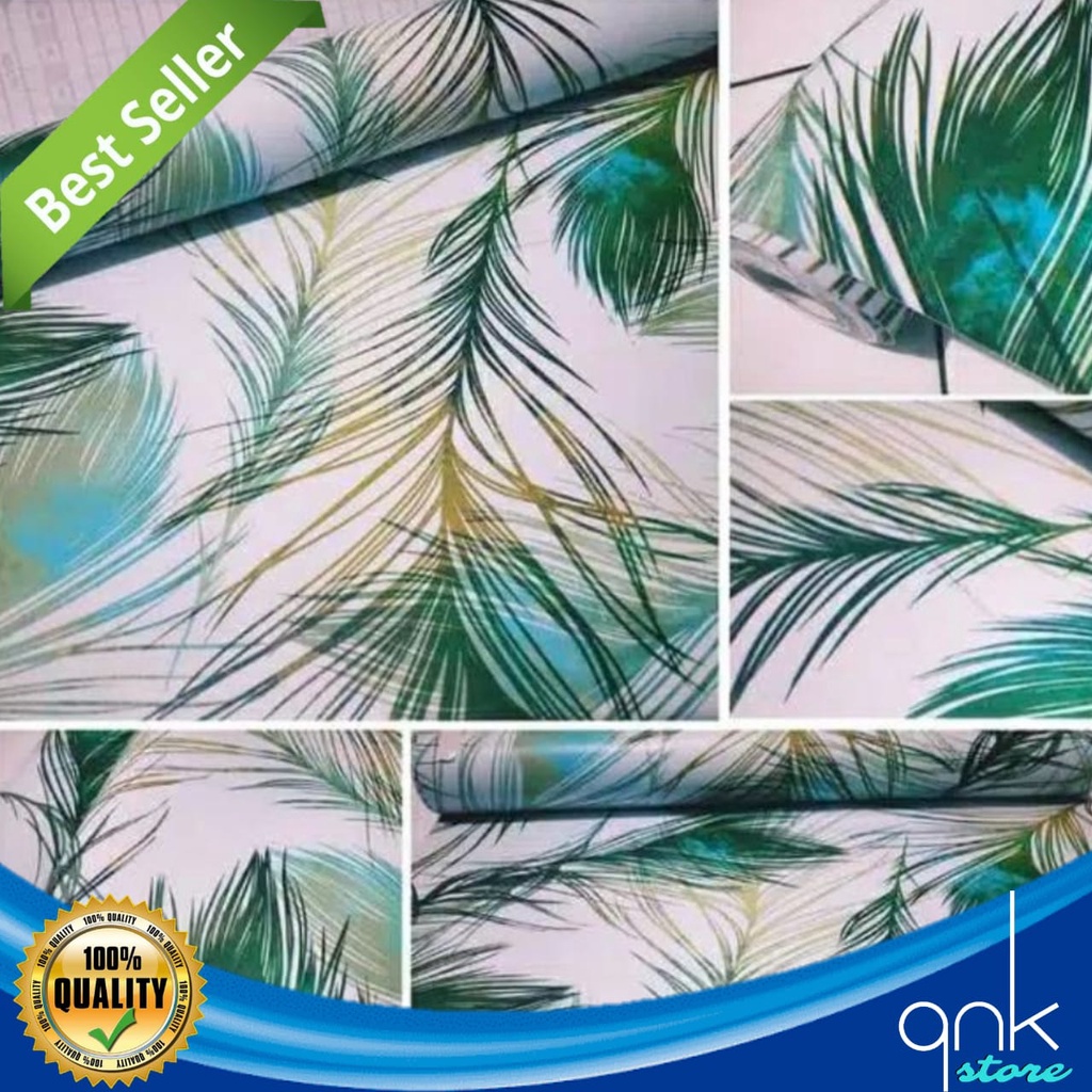 Wallpaper Dinding Motif 3D 45cm x 5m Bulu Merak Hijau Wallpaper Sticker Dinding Wallpaper 3D Bulu Merak Hijau