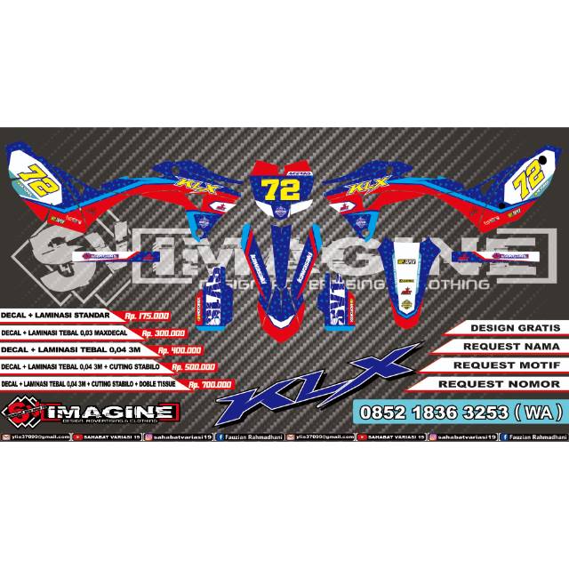 Decal Striping klx gordon + laminasi standar dop/glossy