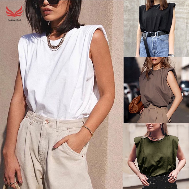 Blus Wanita Elegan Tanpa  Lengan  Model Longgar Dengan Busa  Blus Wanita Elegan Tanpa  Lengan  Model Longgar Dengan Busa