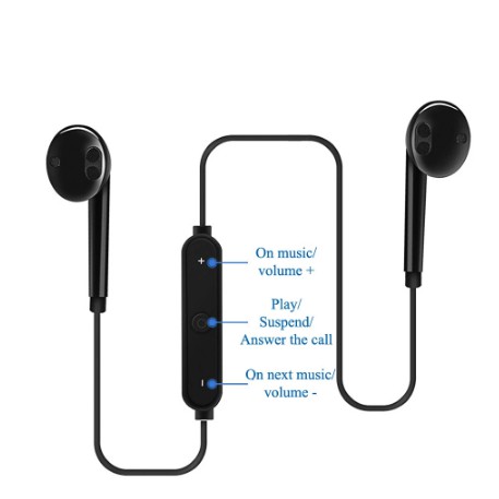 Headset Bluetooth s6 Sport Earphone Blutooth Samsung Wireless Music Blutut Olahraga Lari Running