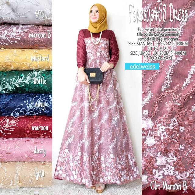 [ADA JUMBO] TERMURAH BAYAR COD Terbaru Gaun Humairah/ Gamis Kondangan Kekinian/ Gamis Tile Modern Te