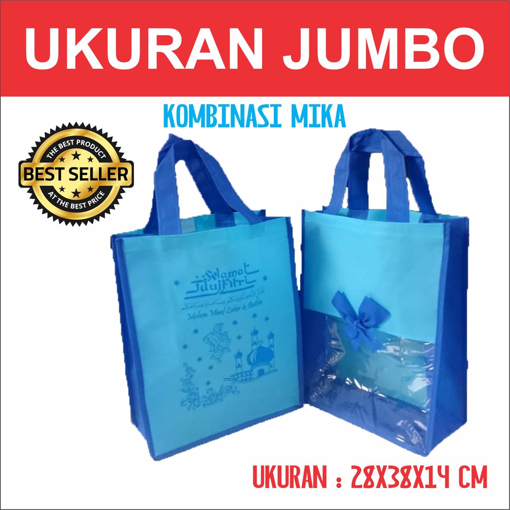 

Tas Lebaran Mika JUMBO Idul Fitri 28x38x14 Besar Warna Biru Bisa Mix Warna