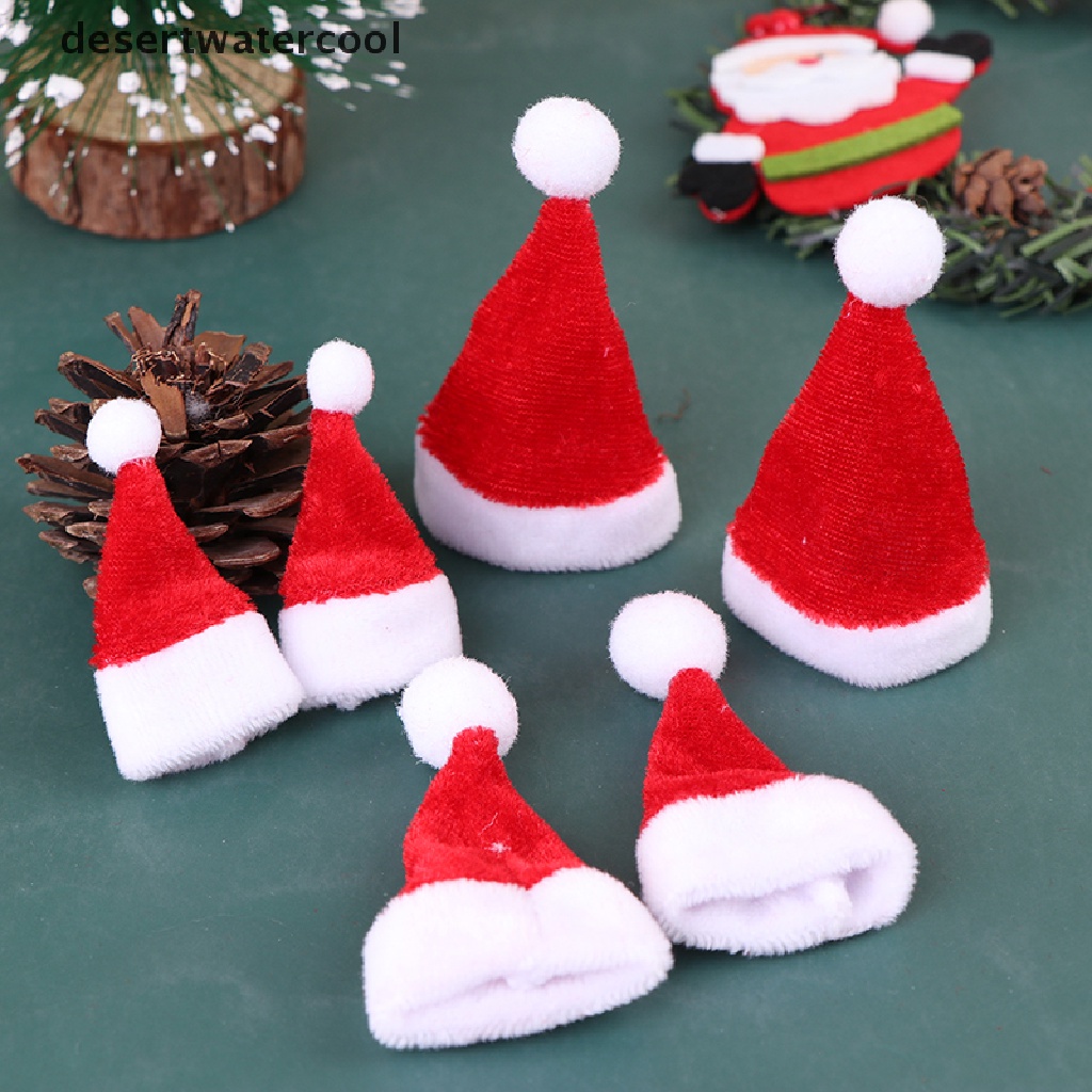 Deid 2Pcs Miniatur Topi Santa Claus Untuk Dekorasi Rumah Boneka