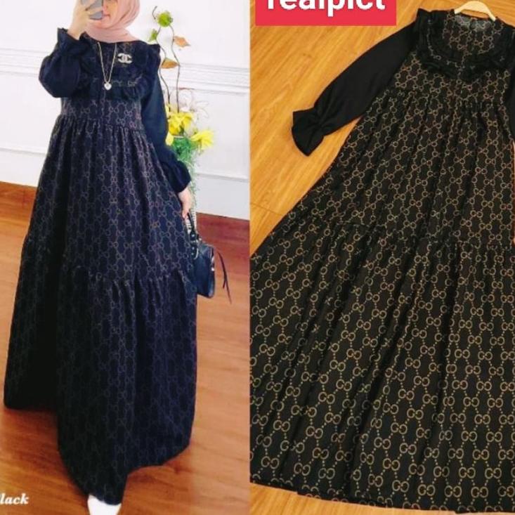 Recomended.. GAMIS RAYON PREMIUM/DRESS RAYON MOTIF GUCCI KANCING DEPAN/DRESS RAYON TERBARU/GAMIS RAY