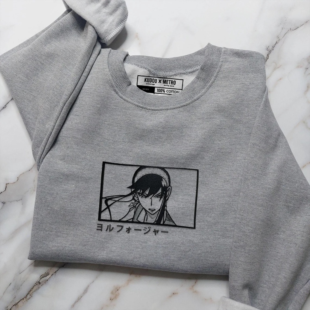 Crewneck Yor Lineart Embroidery Anime Manga Spy X Family Premium Unisex