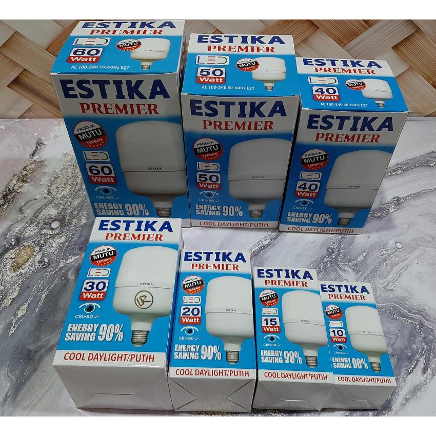 LAMPU LED ESTIKA PREMIER 60WATT 10W 15W 20W 30W 40W 50W 60W BOHLAM HEMAT LISTRIK ORIGINAL BY VISI