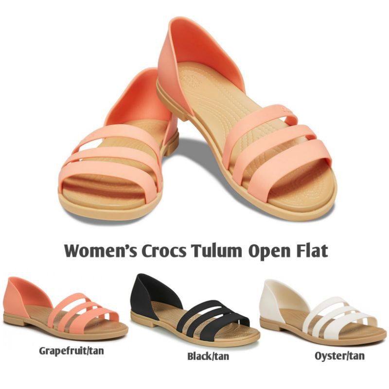 Sandal Crocs Tulum Open Flat / Sandal Wanita / Sandal Crocs Wanita / Sandal Flat / Sandal Tulum