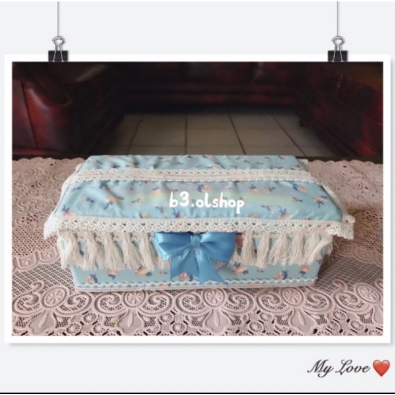 kotak tisu hias shabby bahan katun jepang